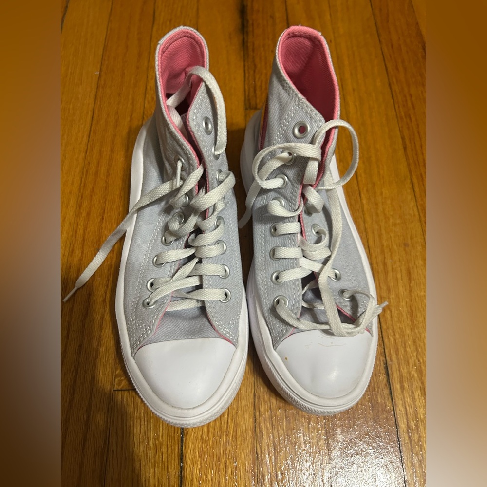 Converse Gray and Pink High-Top Sneakers